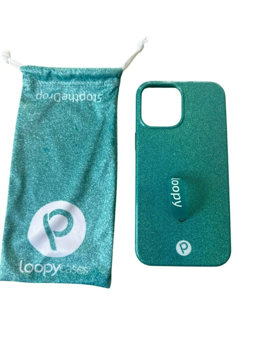 Iphone 12 Pro Max Loopy Case Teal Glitter Sparkle Green Righty